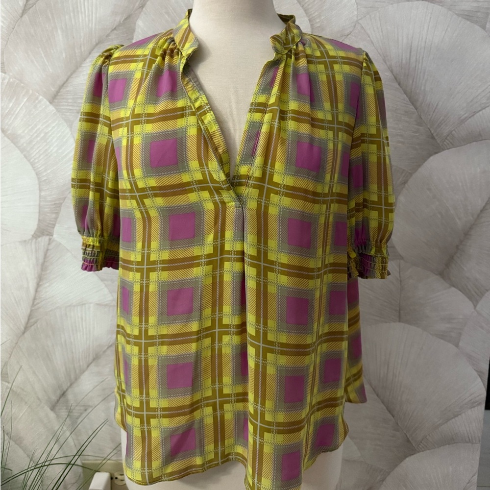 Current Air Vintage-Inspired Plaid Blouse